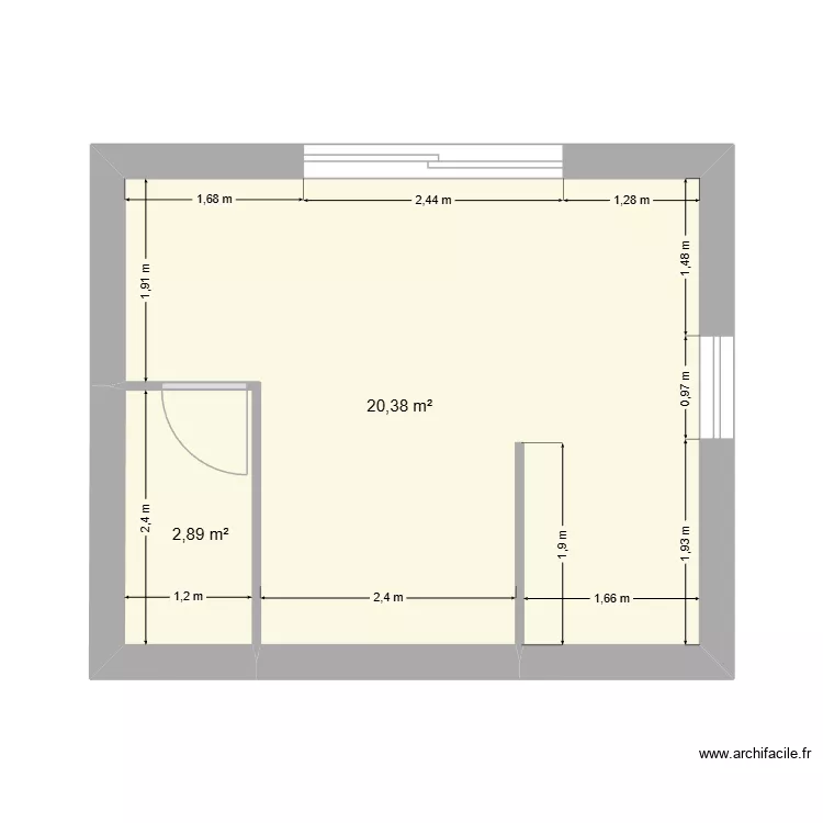 Fanie plan. Plan de 2  et 23 m²