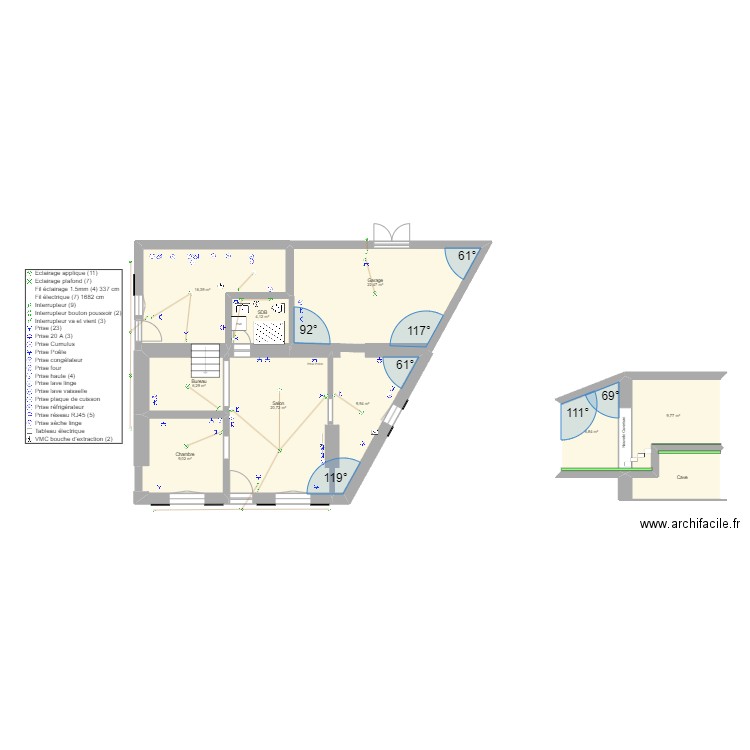 Boursay2 Electricité 3. Plan de 16 pièces et 150 m2