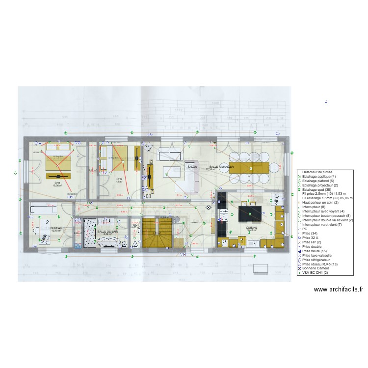 6AA_RDC. Plan de 11 pièces et 127 m2