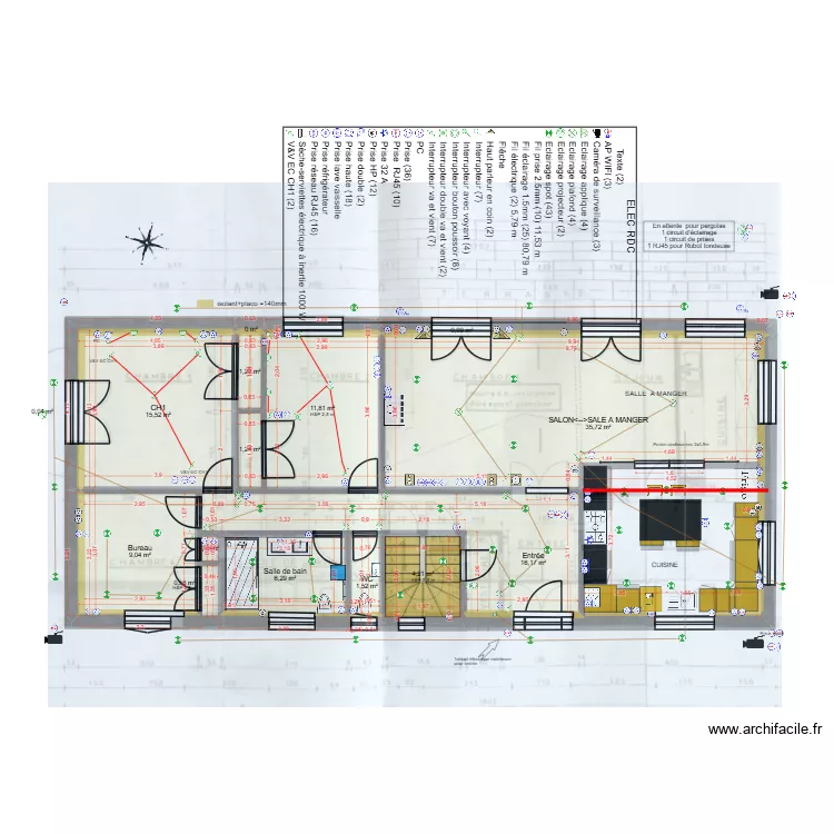6AA_RDC. Plan de 15  et 104 m²