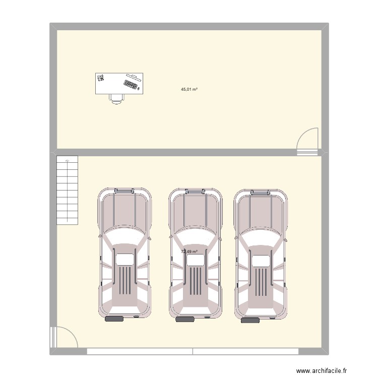 garage. Plan de 2 pièces et 118 m2