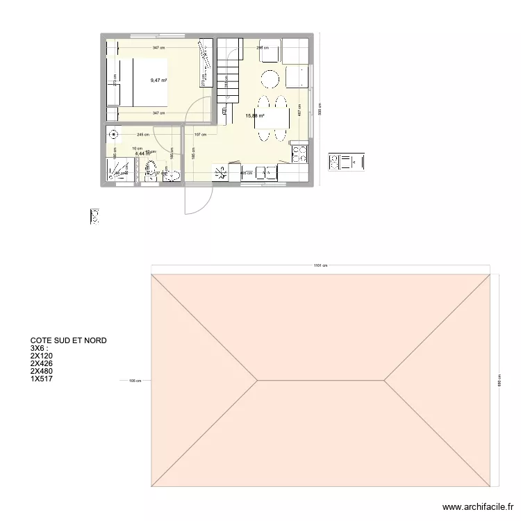 bungalow 1 chambre Pae Miti 2. Plan de bungalow 1 chambre Pae Miti 2. Plan de