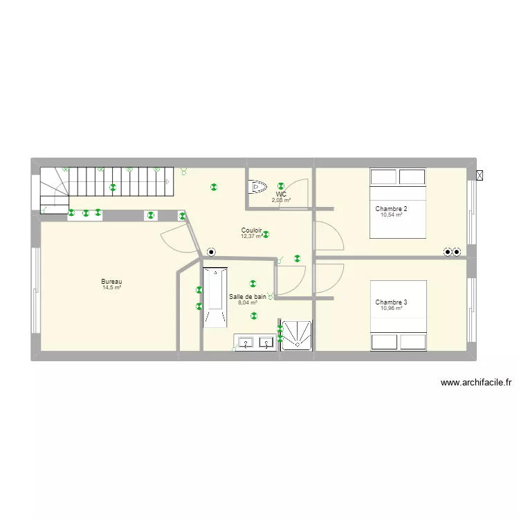 Villa 2 SdB et couloir R+1. Plan de Villa 2 SdB et couloir R+1. Plan de
