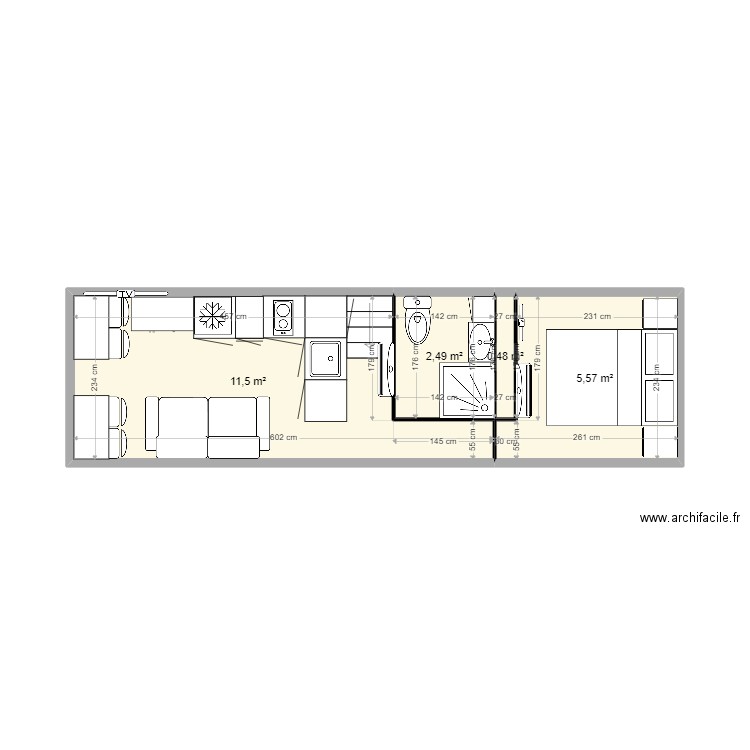 bus3. Plan de 4 pièces et 20 m2