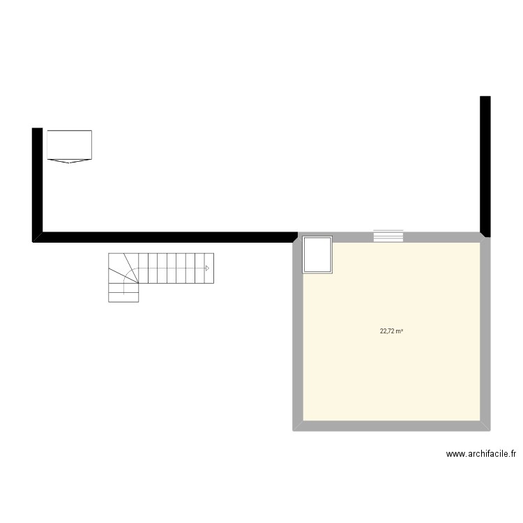 Appart. Plan de 1 pièce et 23 m2