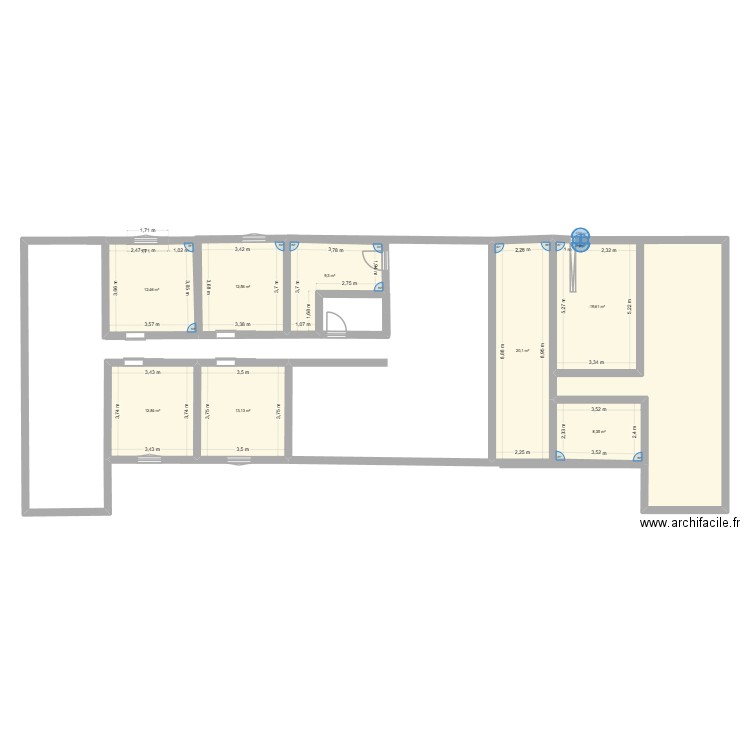 pat1. Plan de 8 pièces et 106 m2