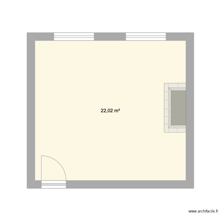 Lot 7 1er / bureau 3 + WC. Plan de 1 pièce et 22 m2