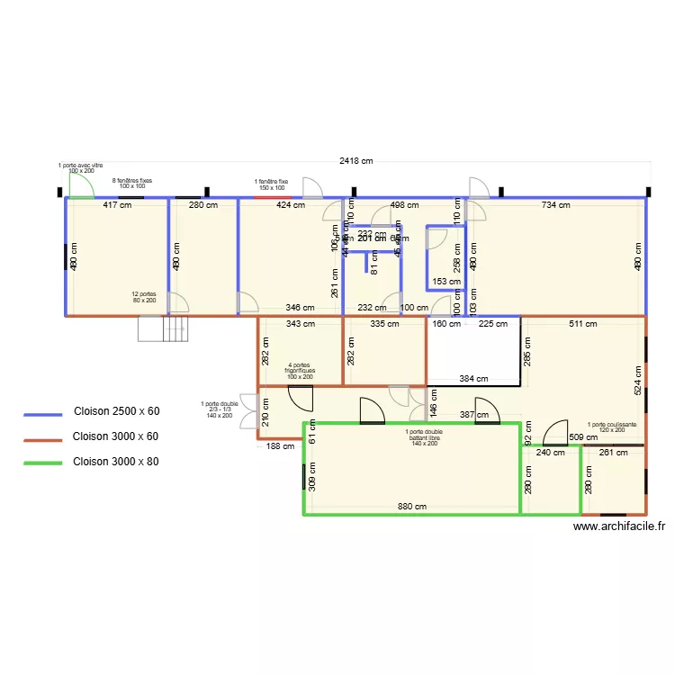 ouvertures cot&eacute;s. Plan de 