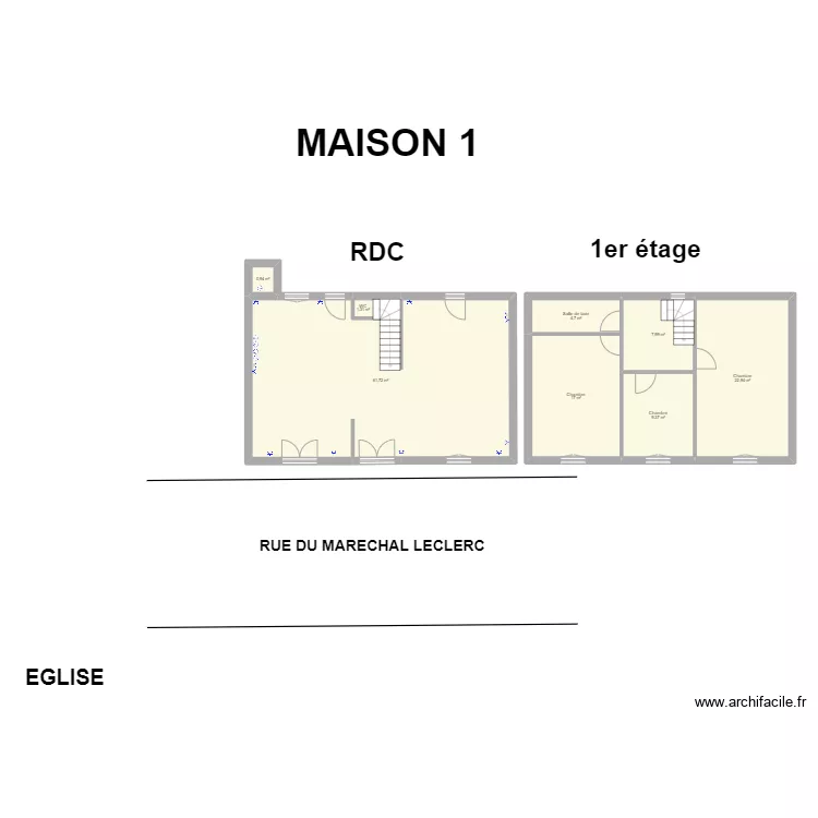 maison 1 et 2. Plan de 
