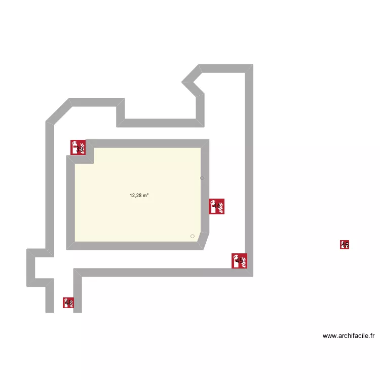 Plan et localisation des extincteurs du 1er étage. Plan de 1 et 12 m² Plan et localisation des extincteurs du 1er étage. Plan de 1 et 12 m²