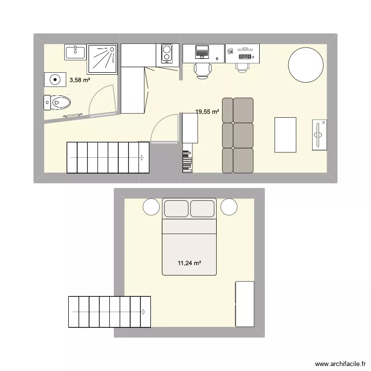 Hellemes. Plan de 4 Pièces et 35 m²