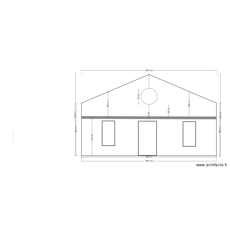 Fenêtre en arche façade sud. Plan de 0 pièce et 0 m2