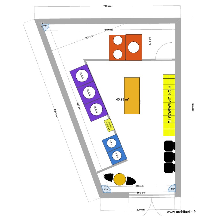 BAYONNE MAUBEC. Plan de 1 pièce et 41 m2