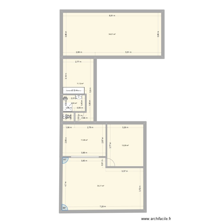 parentis2. Plan de 7 pièces et 103 m2