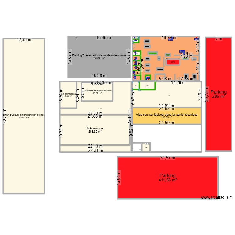 Renaulot. Plan de 32 pièces et 2680 m2