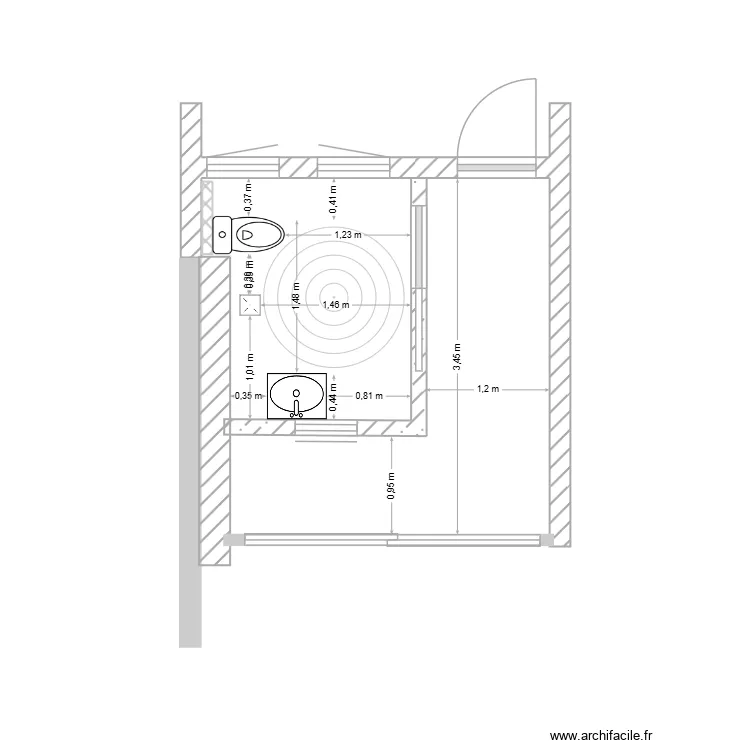 salle d'eau. Plan de 