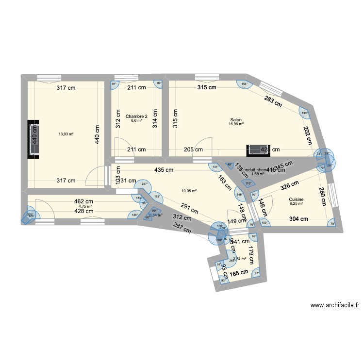 Michel Bizot. Plan de 9 pièces et 64 m2
