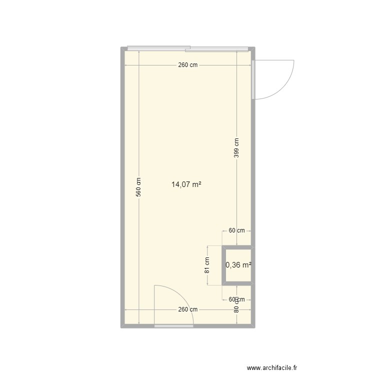 Mathieu&Marion. Plan de 2 pièces et 14 m2