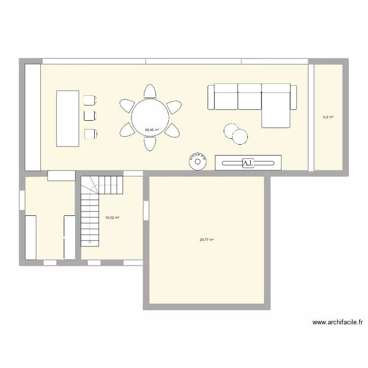 Hanzinne bas. Plan de 4  et 116 m²