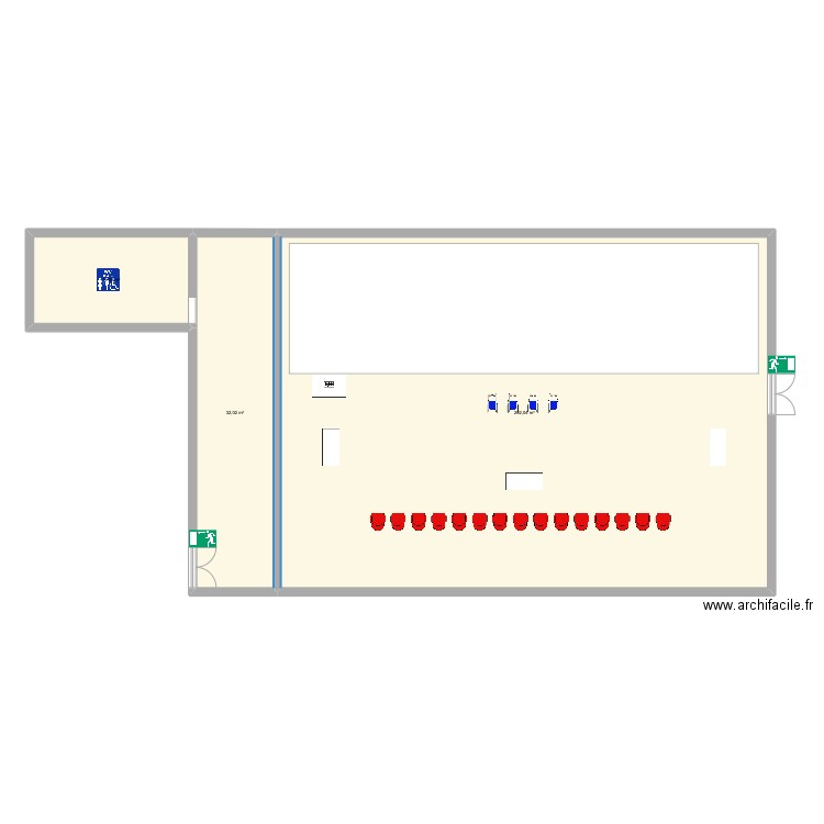 Salle SV. Plan de 3 pièces et 250 m2