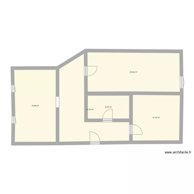 appartement Paris. Plan de 5 pièces et 91 m²