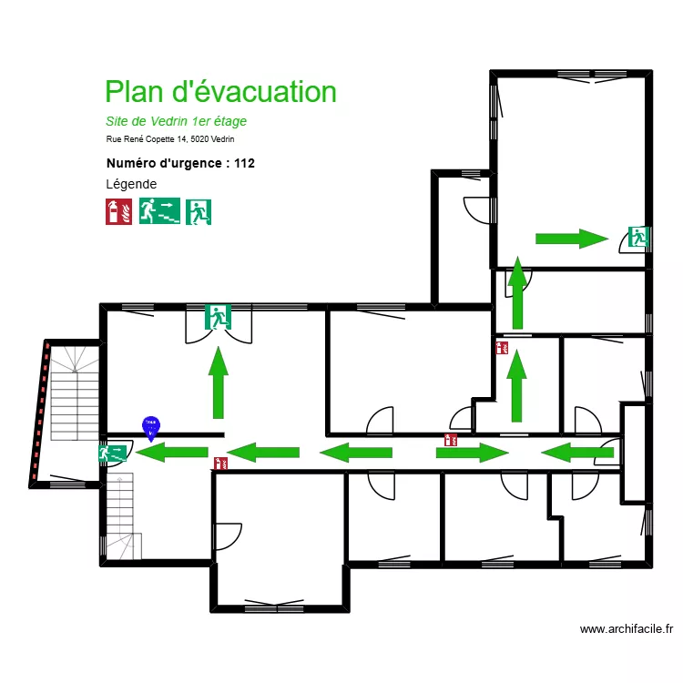 Vedrin 19 1er étage. Plan de 13 et 169 m² Vedrin 19 1er étage. Plan de 13 et 169 m²