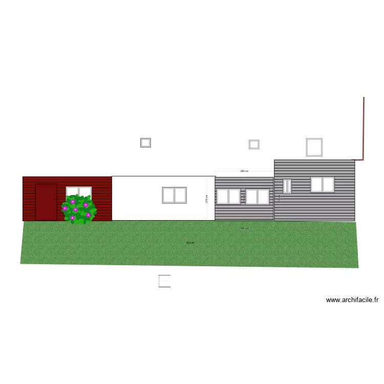 facade cot&eacute; jardin . Plan de 
