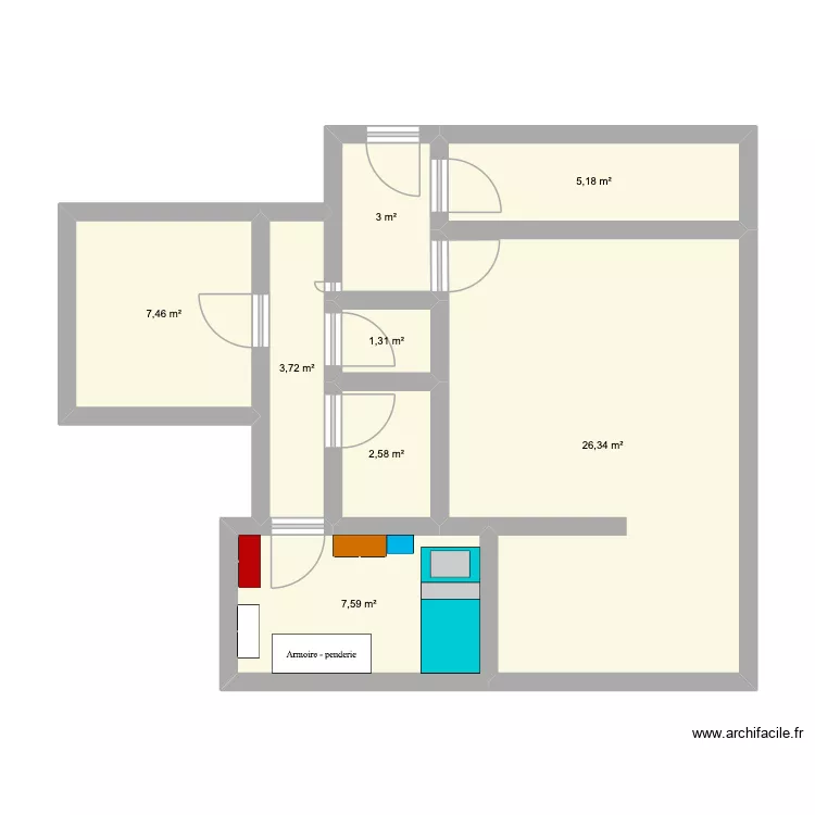 Maison Lavania. Plan de 8  et 57 m²