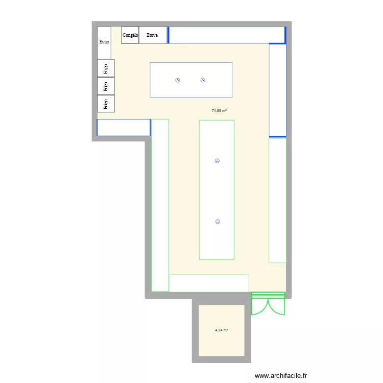 labo après. Plan de 2 Pièces et 79 m² labo après. Plan de 2 Pièces et 79 m²