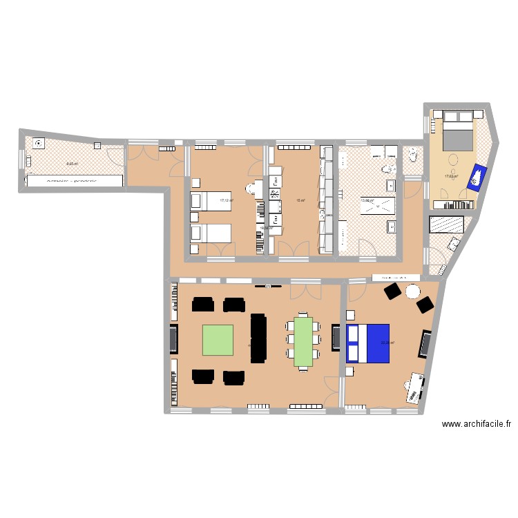 46 SADA 9. Plan de 8 pièces et 160 m2