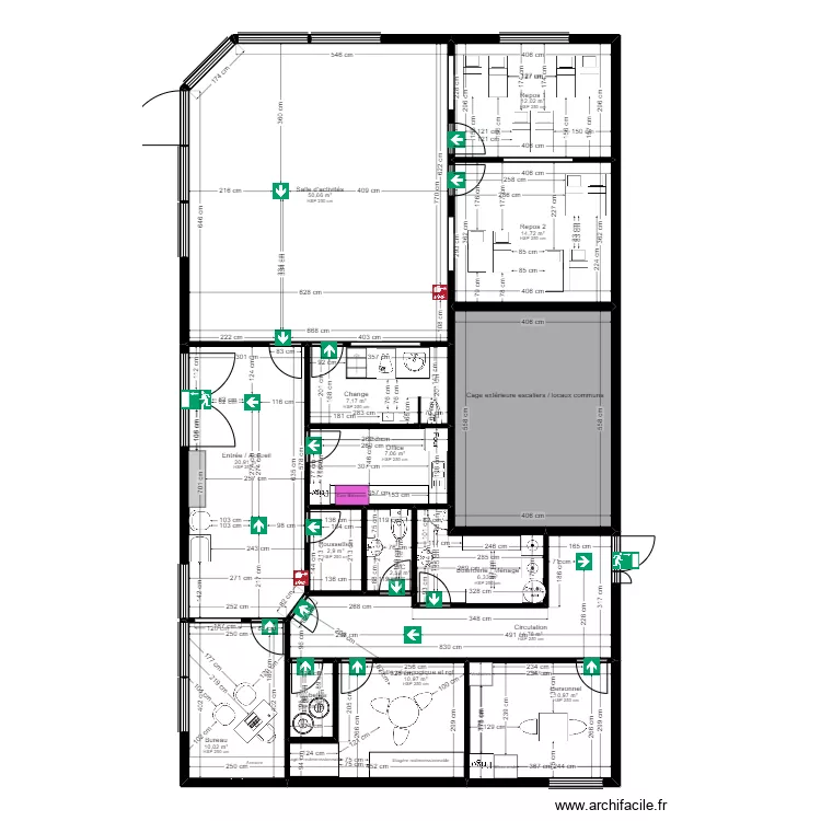 Les Ulis - Atlantique Urba - S&eacute;curit&eacute; Incendie - fen&ecirc;tre en porte. Plan de 
