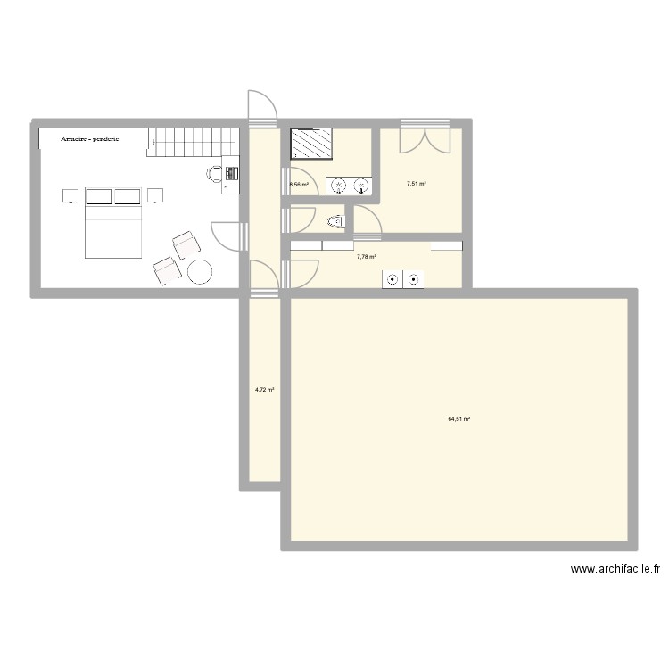 la cabane. Plan de 5 pièces et 93 m2