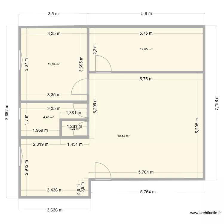 PROJECTION PLAN VERSION BIS. Plan de 5  et 71 m²