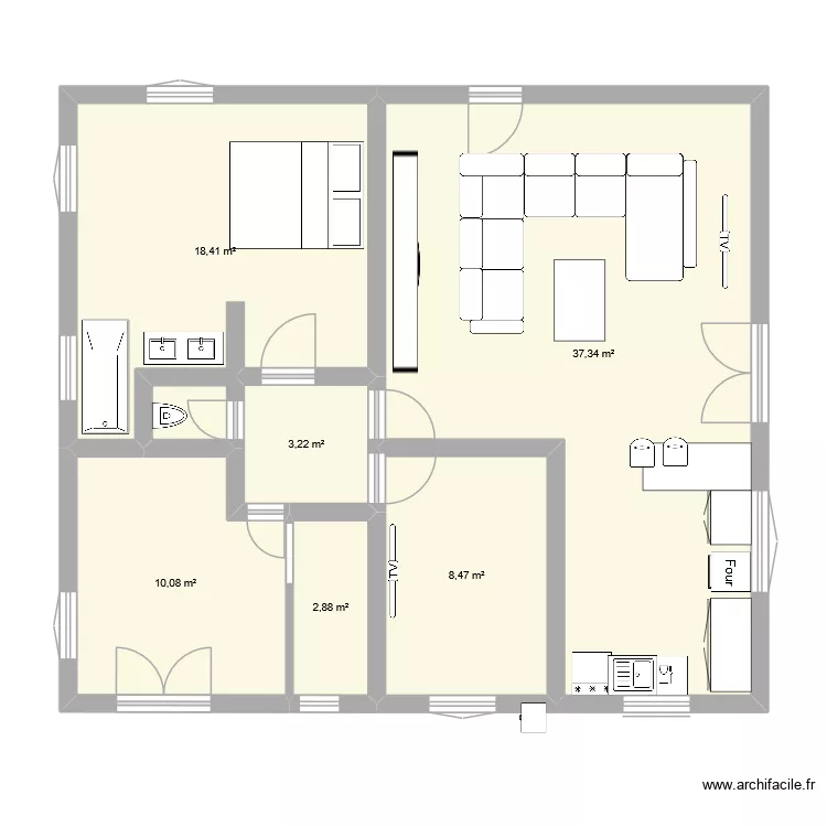 paetuvier. Plan de 6  et 80 m²