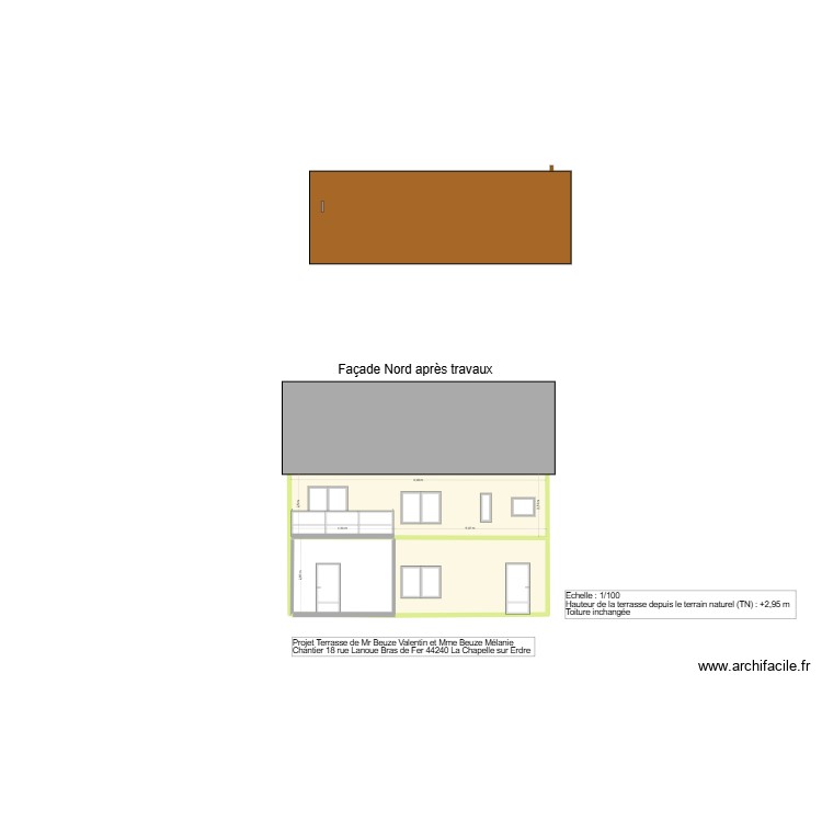 Plan de facade et toiture après. Plan de 0 pièce et 0 m2