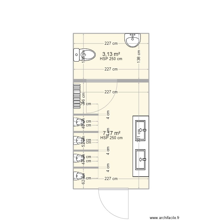wc garcons collège rdc avec cloisons. Plan de 0 pièce et 0 m2