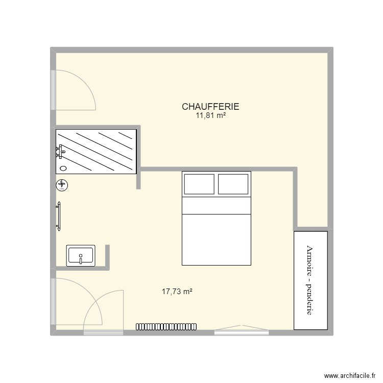 VASLIER. Plan de 2 pièces et 30 m2