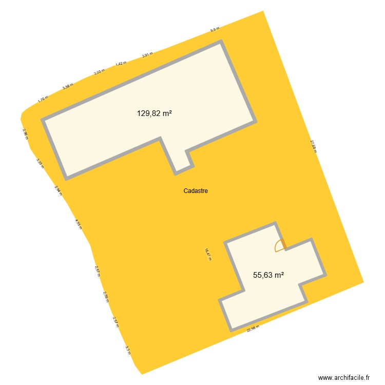 PRAZ 4. Plan de 2 pièces et 185 m2