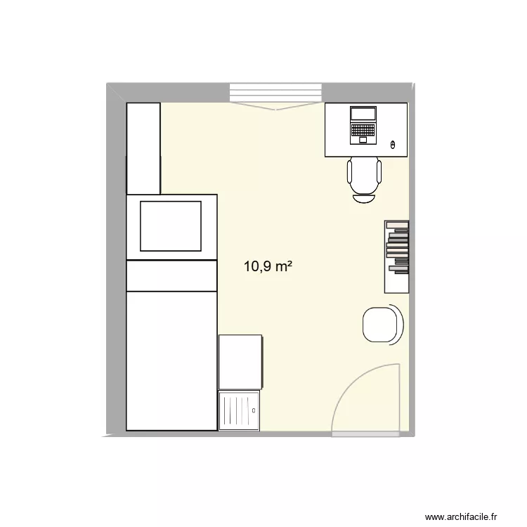 Chambre Ma&iuml;lyne. Plan de 1  et 11 m²