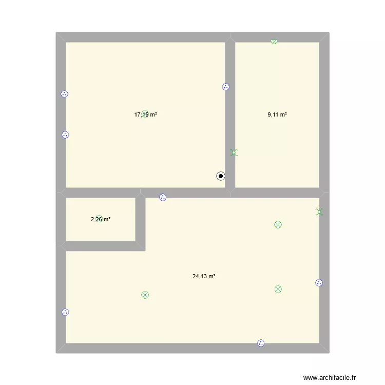 elect. Plan de 4 pièces et 53 m²