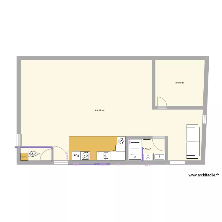 bonde 1e &eacute;tage v3. Plan de 4 pièces et 79 m²