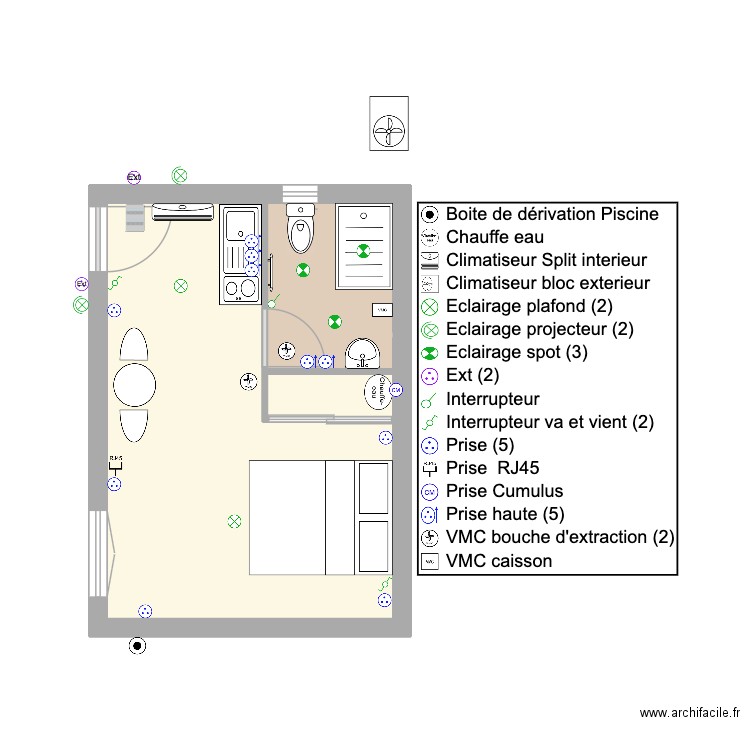 arles. Plan de 3 pièces et 22 m2