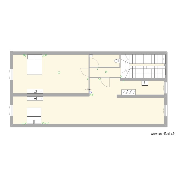 filou. Plan de 1 pièce et 79 m2