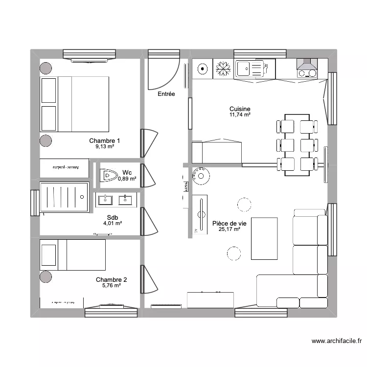 Chalet Fabien. Plan de 7 et 57 m² Chalet Fabien. Plan de 7 et 57 m²