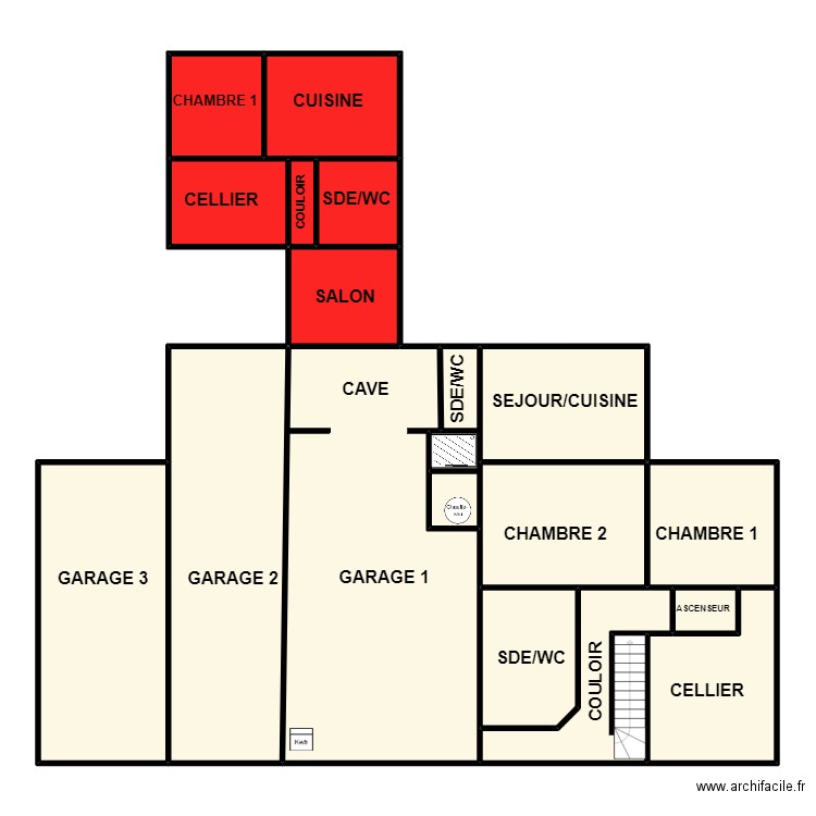 JEGOT MAISON N°74. Plan de 17 pièces et 211 m2