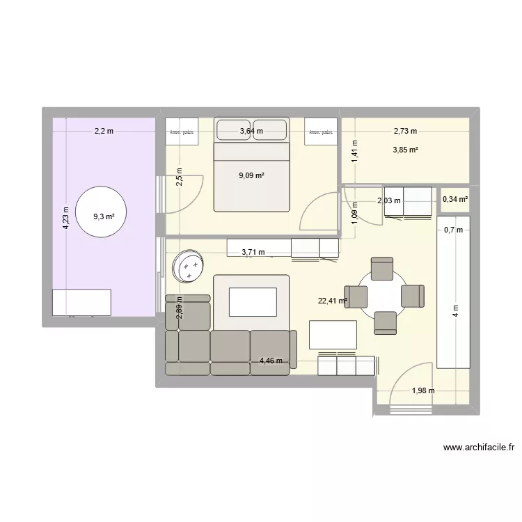 2alpes v2. Plan de 5 Pièces et 45 m²