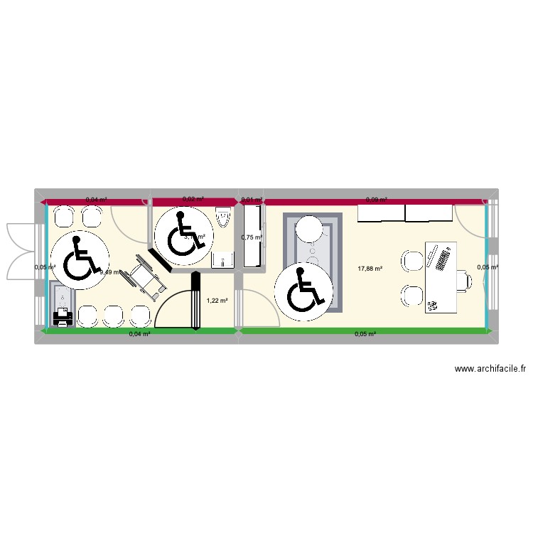 bureau  saint laurent. Plan de 13 pièces et 33 m2