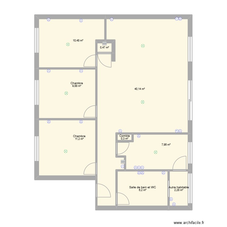 Maison_meubles. Plan de 9 pièces et 89 m2