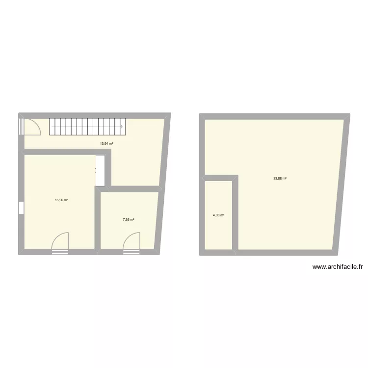 ancien fleuriste. Plan de 5  et 76 m²