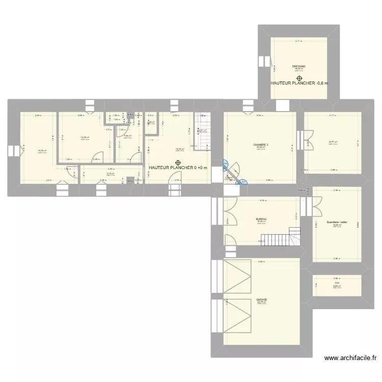 MAISON BLEU PLACO. Plan de 19 Pièces et 348 m²